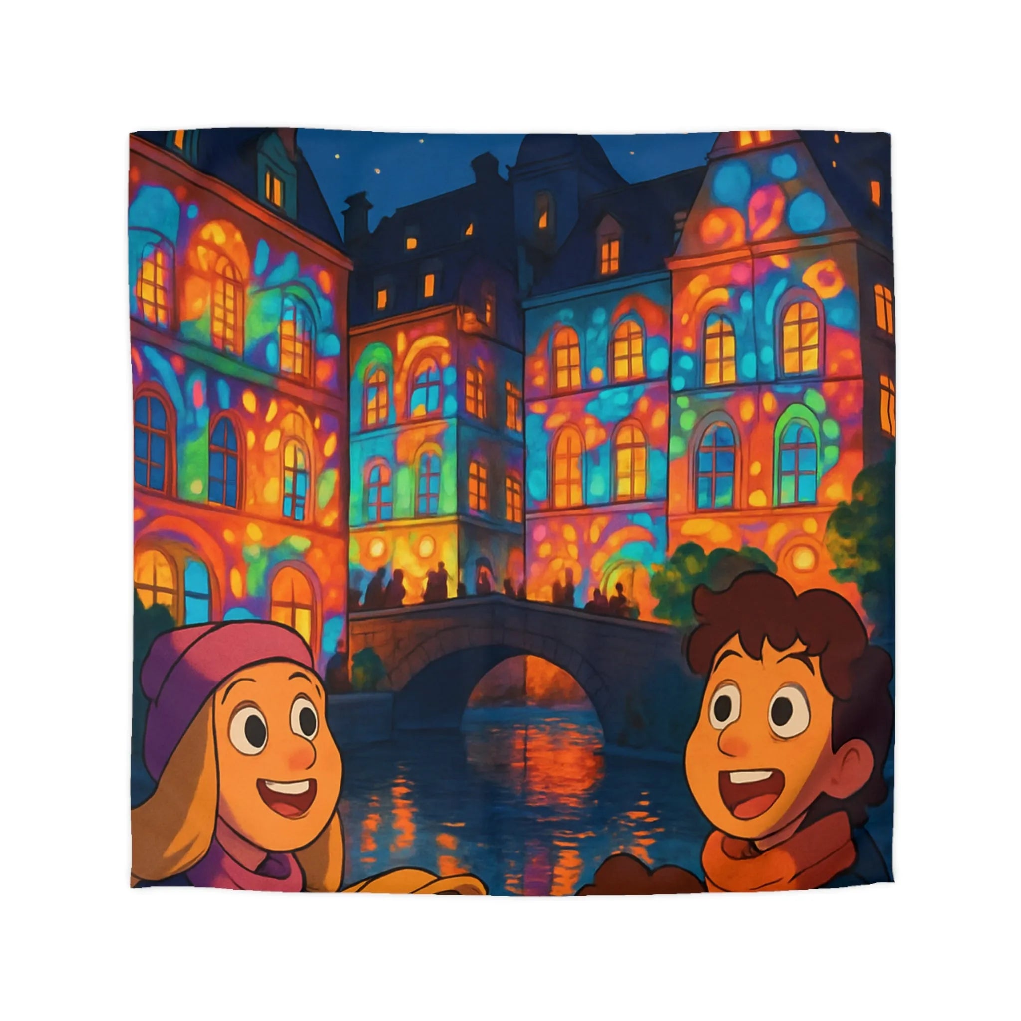 Envolez-vous vers un rêve coloré avec lanterne magique et château illuminé