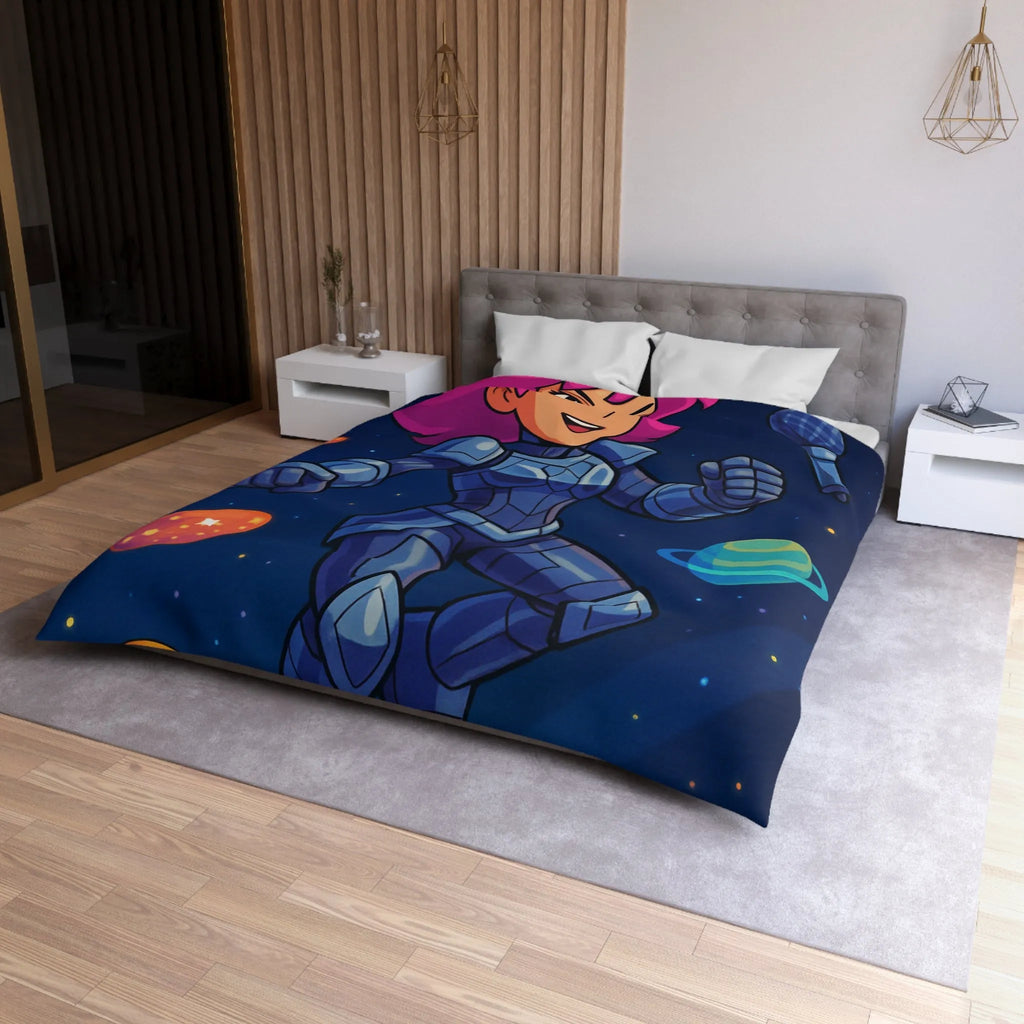 Housse de couette astronaute colorée avec planètes et étoiles thème aventure spatiale