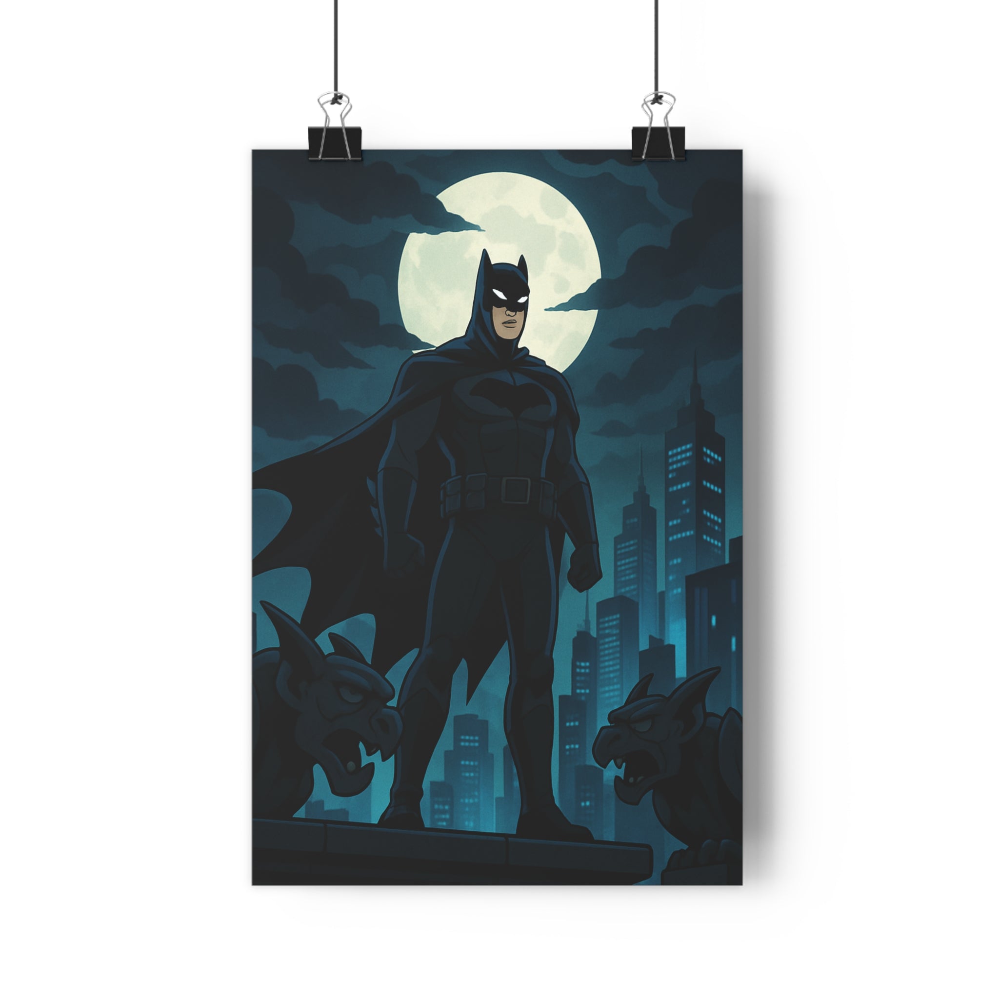 Poster décoratif sombre noir bleu nuit mystique cartoon chambre bureau 30x46 dessin animé mystérieux