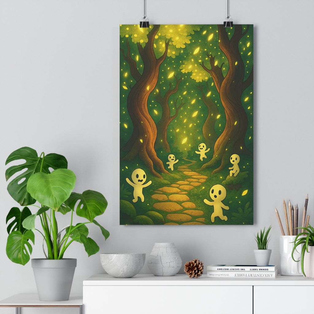 Poster décoratif cartoon pastel féerique enchanté forêt chambre enfant créatif format 30x46 lumineux qualité