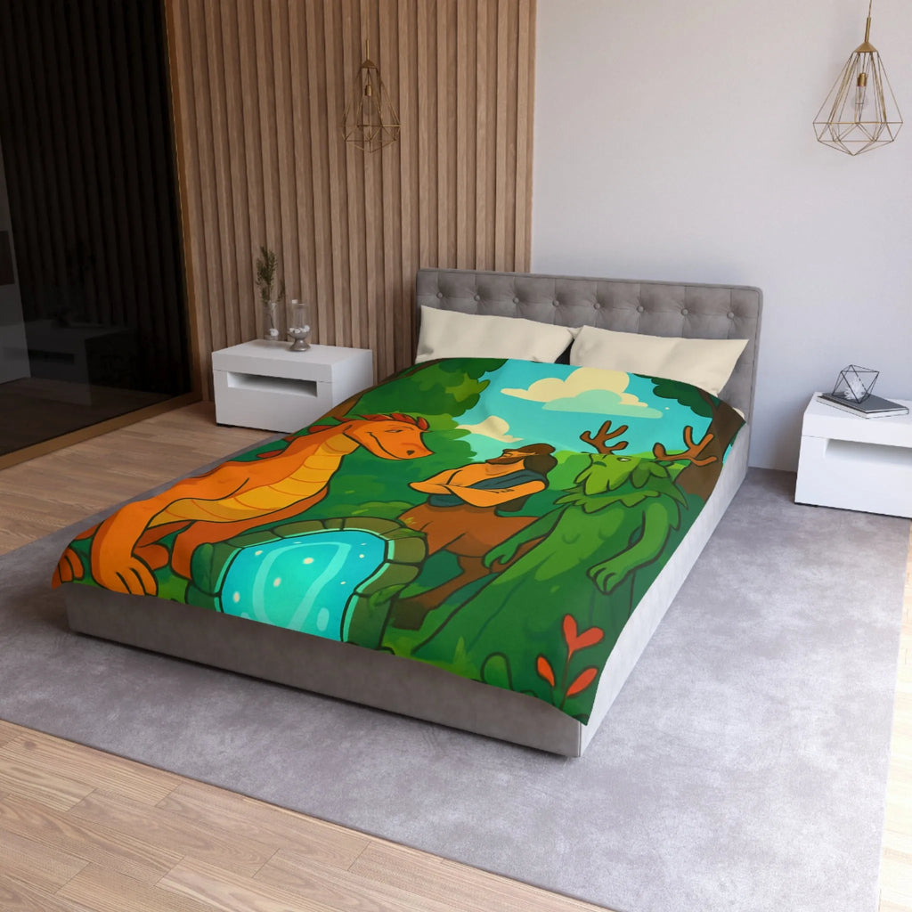 Housse de couette magique: dragon orange, centaure et esprit de la forêt pacifiques