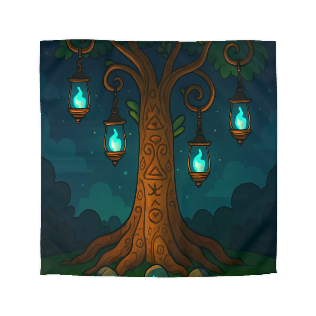 Housse de Couette Arbre Mystique avec Runes Éclairées pour Chambre Enchantée et Magique