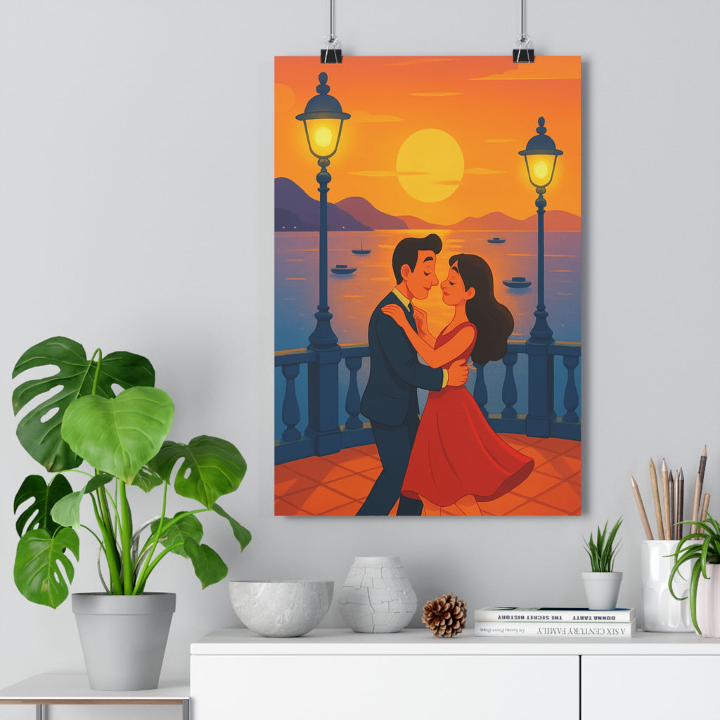 Poster décoratif romantique art déco orange violet salon chambre ambiance nostalgique chaleureux captivant tendance