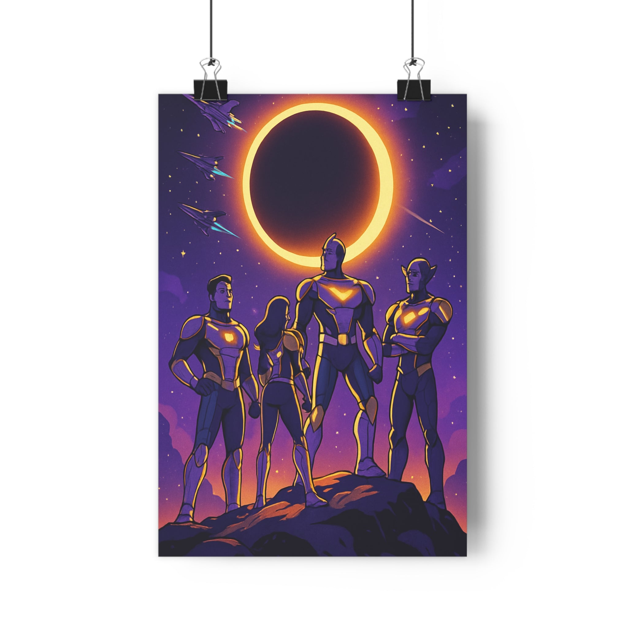 Poster décoratif sciencefiction violet orange futuriste mystique aventure chambre salon moderne captivant spectaculaire ambiance