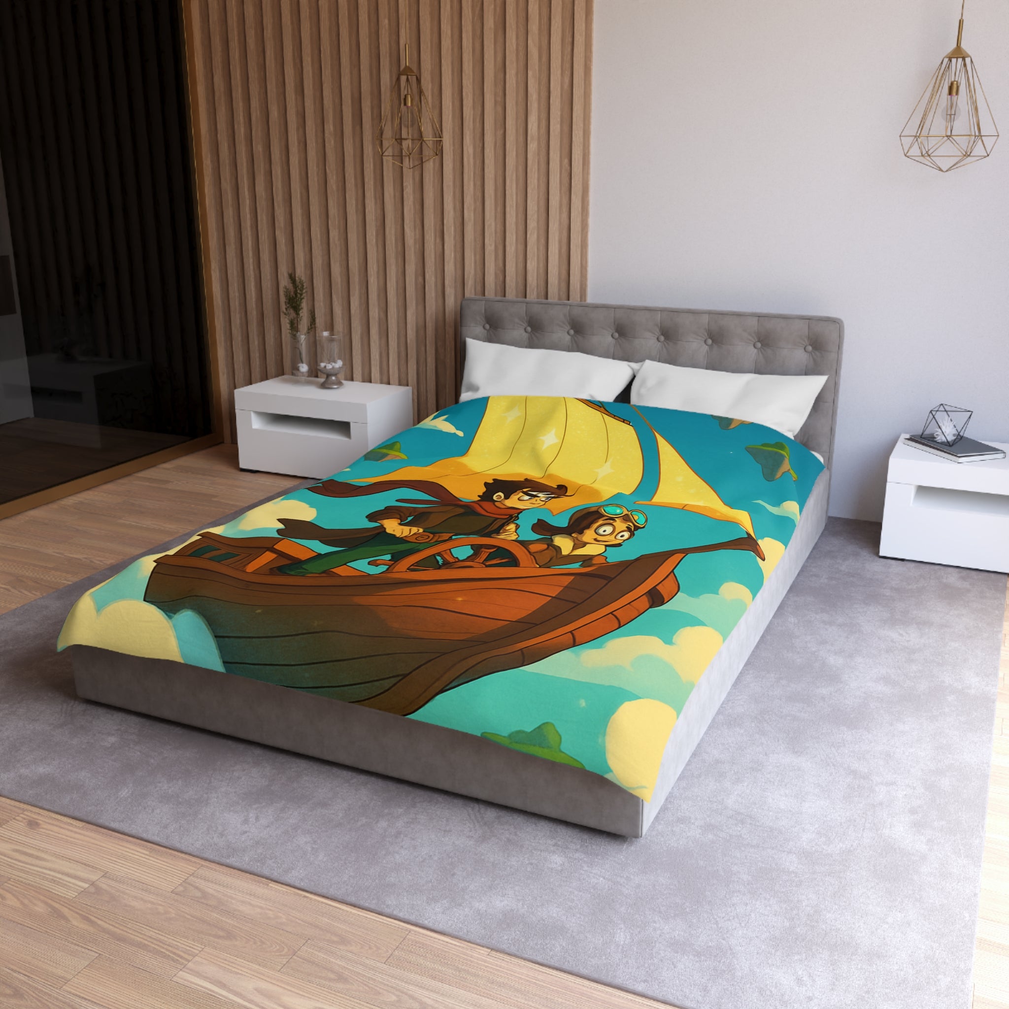 Housse de Couette Microfibre Motif Créatif Original Style Contemporain Chambre Élégante