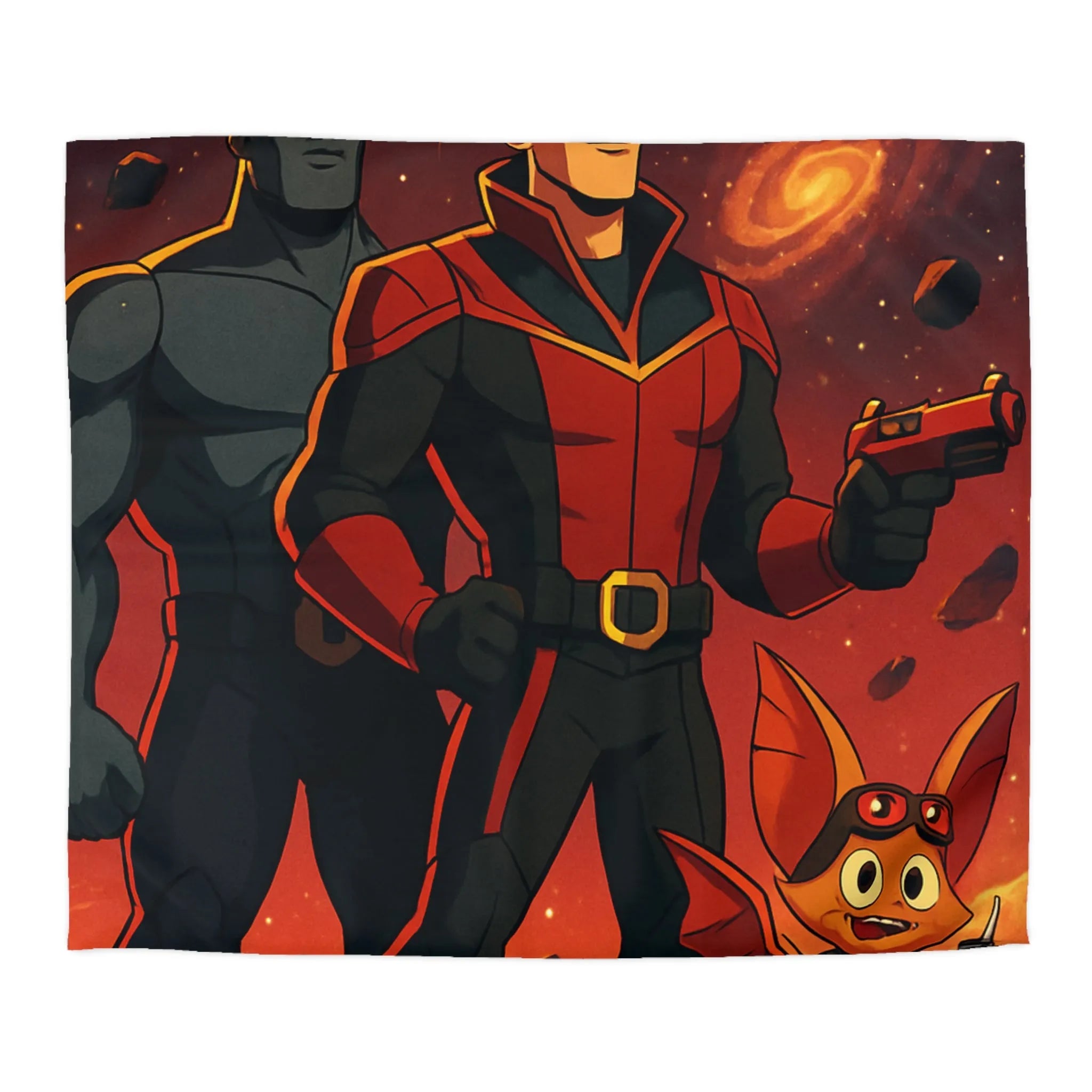 Housse de couette galactique avec héros cosmiques pour chambre d'enfant inspirante et colorée