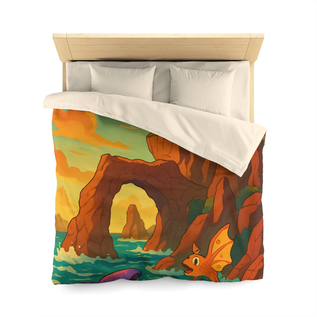 Fantastique peinture de poissons et dauphin avec phare sur fond de mer colorée