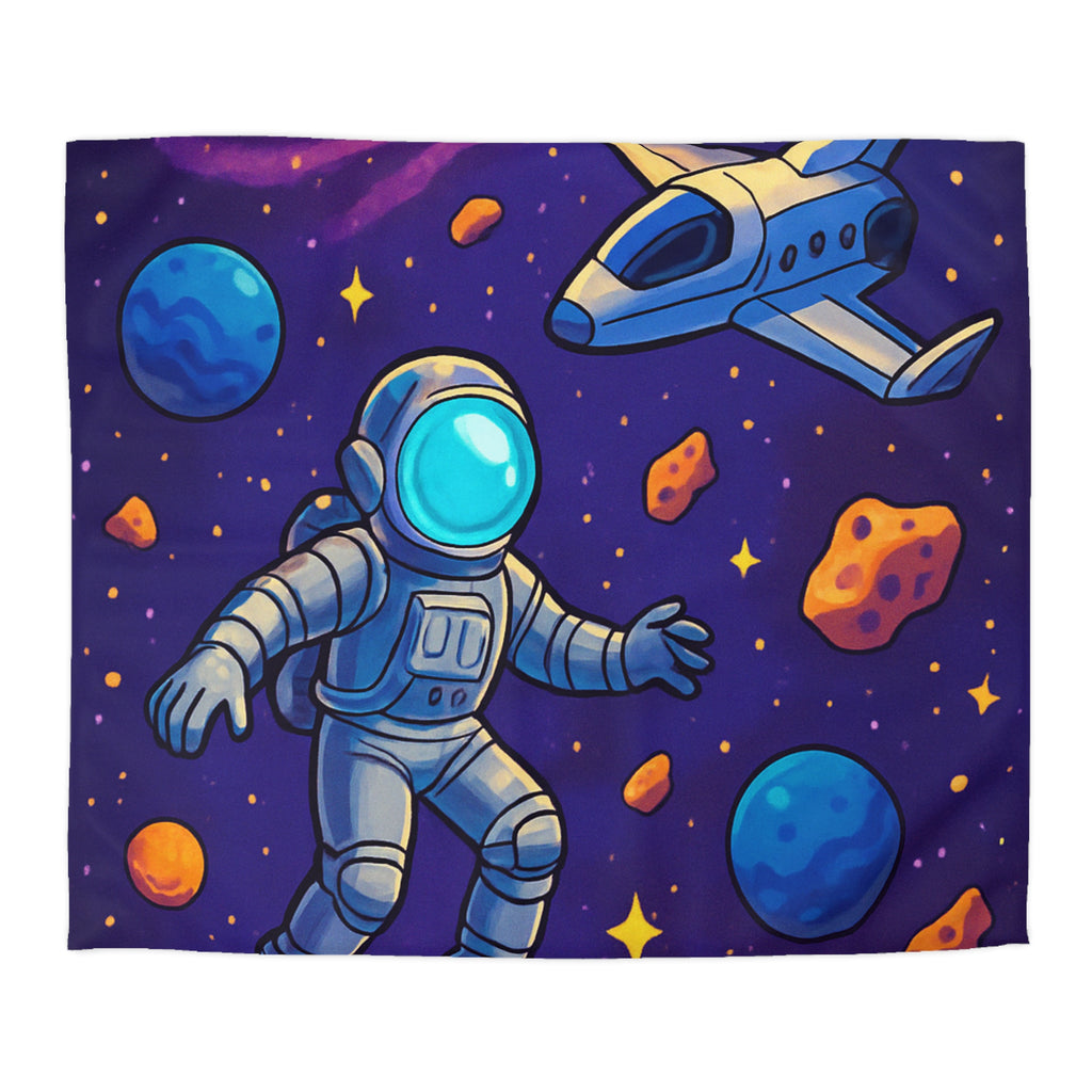 Housse de couette spatiale avec astronaute et planètes colorées pour enfants et adultes