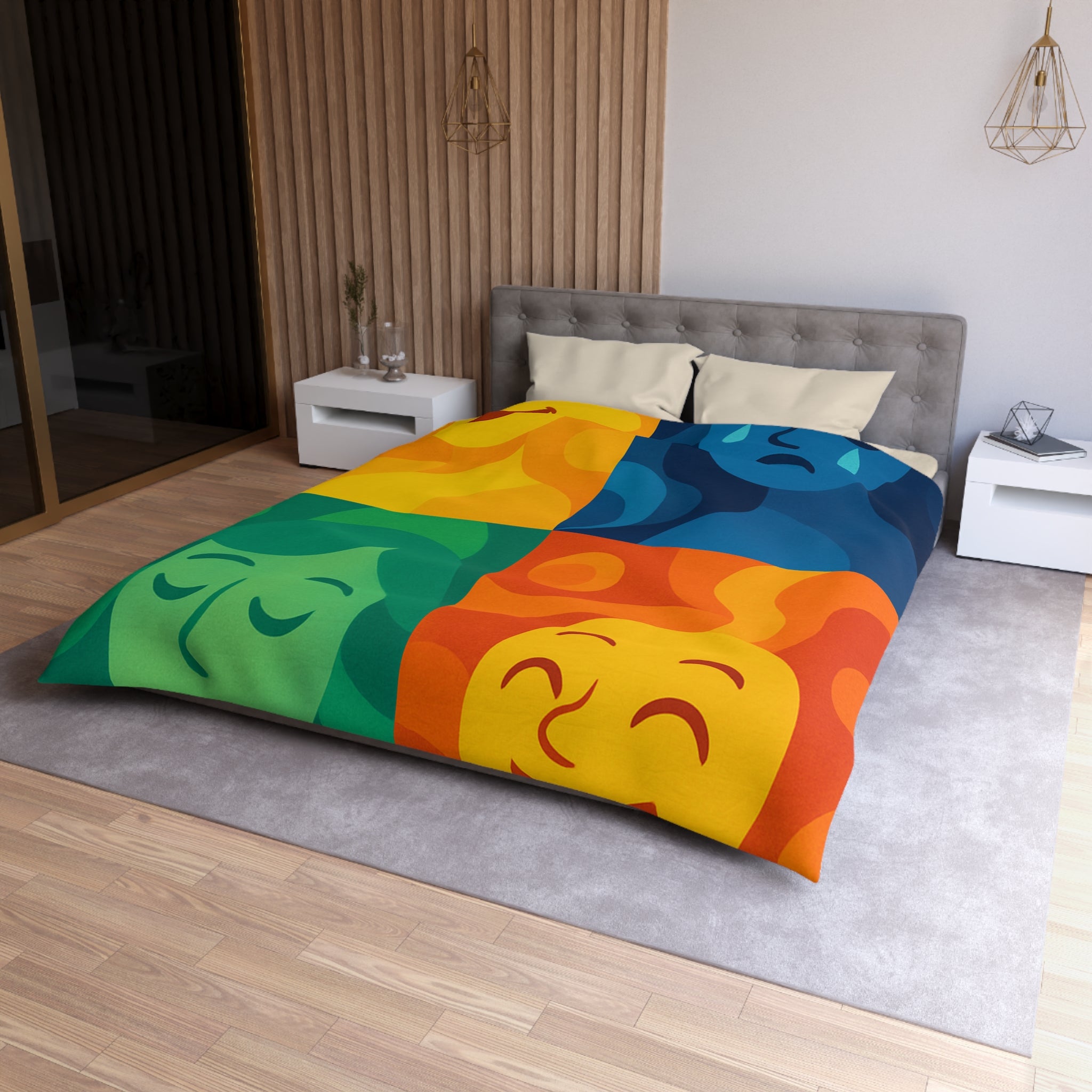 Housse de Couette Microfibre Motif Créatif Original Style Contemporain Chambre Élégante