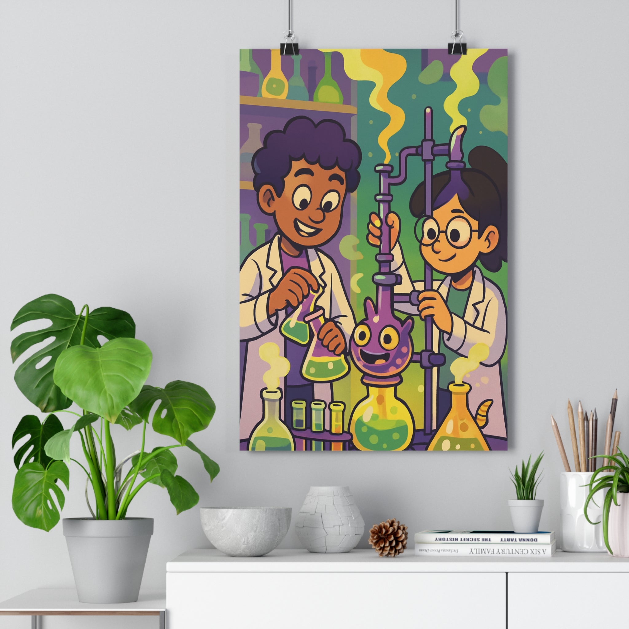 Poster décoratif alchimistes modernes couleurs vives cartoon ludique bureau chambre enfant format 30x46 qualité