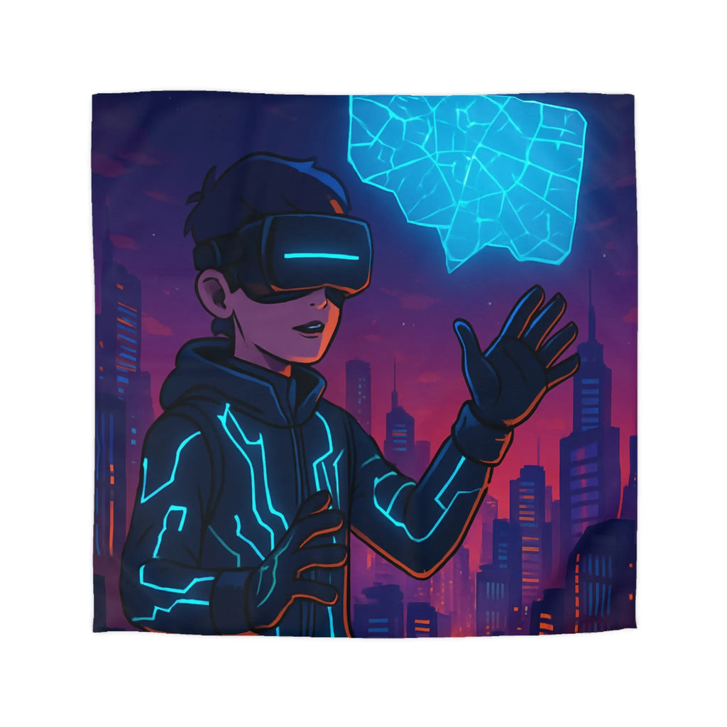 Housse de couette avec illustration futuriste de réalité virtuelle et drone lumineux