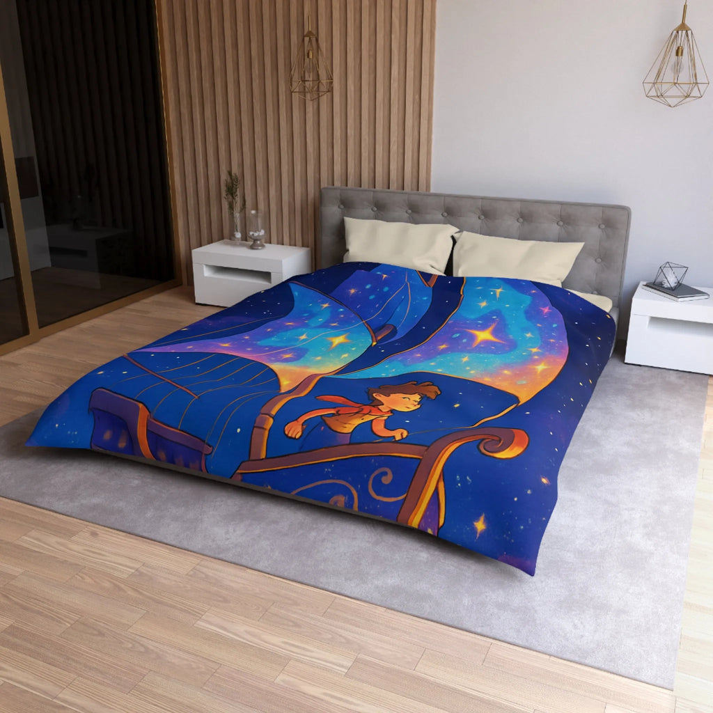 Housse de Couette Enchantée: Bateau Stardust Voyageant Dans l'Univers Étoilé pour Enfants