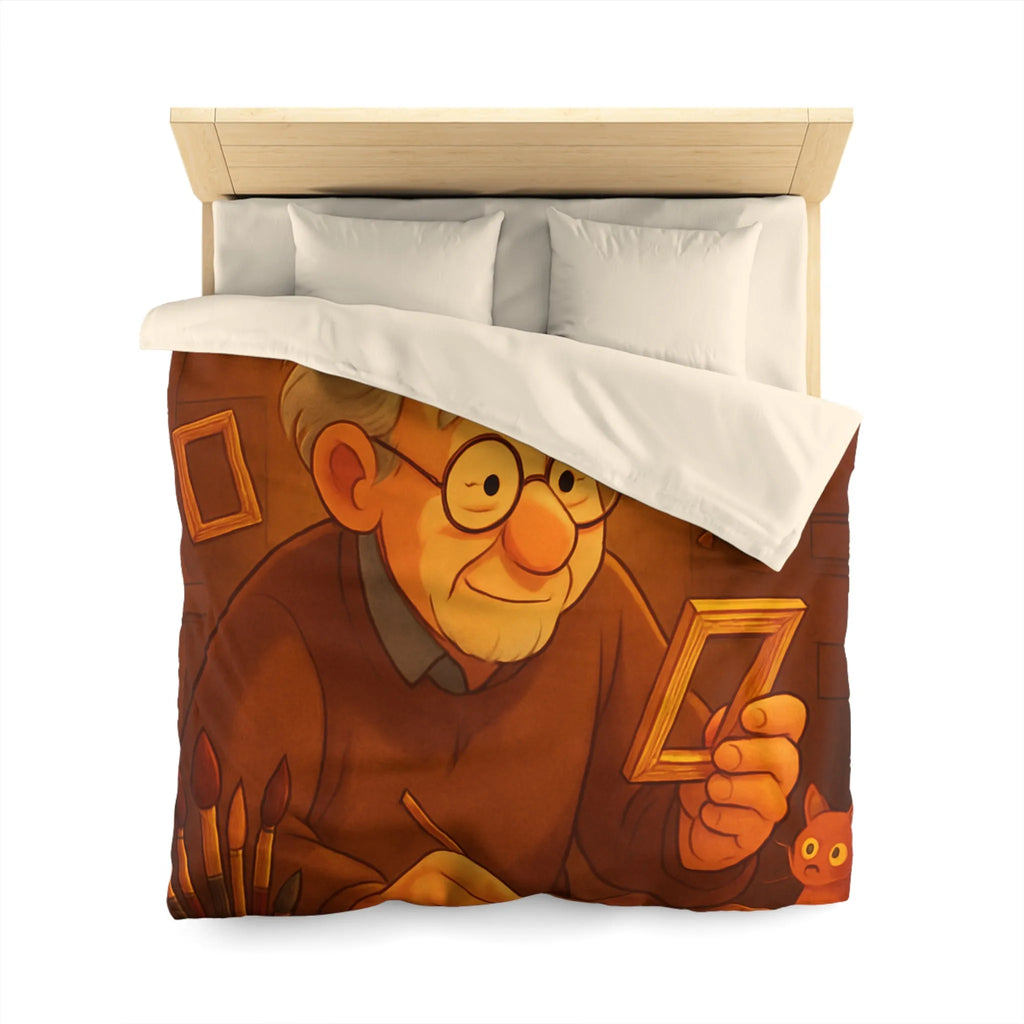 Housse de Couette Illustrée avec Artiste Peignant dans Atelier Enveloppant et Charmant