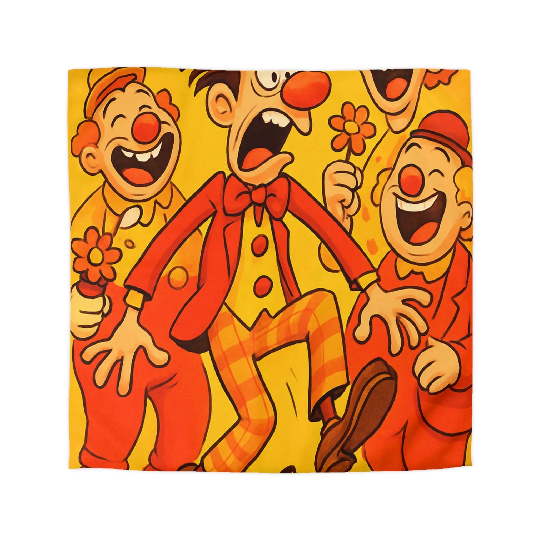 Housse de Couette Colorée avec Design Amusant de Clowns et Bananes Glissantes