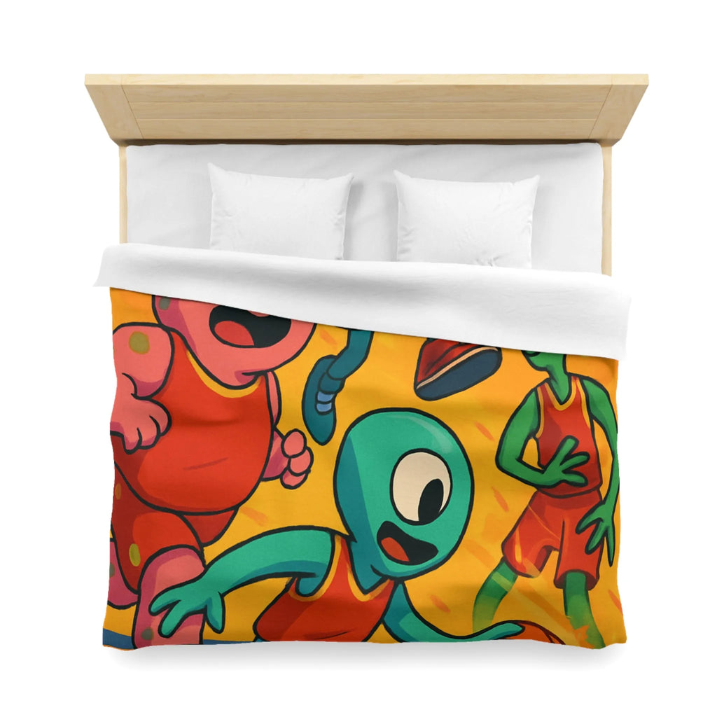 Housse de couette alien colorée pour chambre d'enfant avec thème basket et espace
