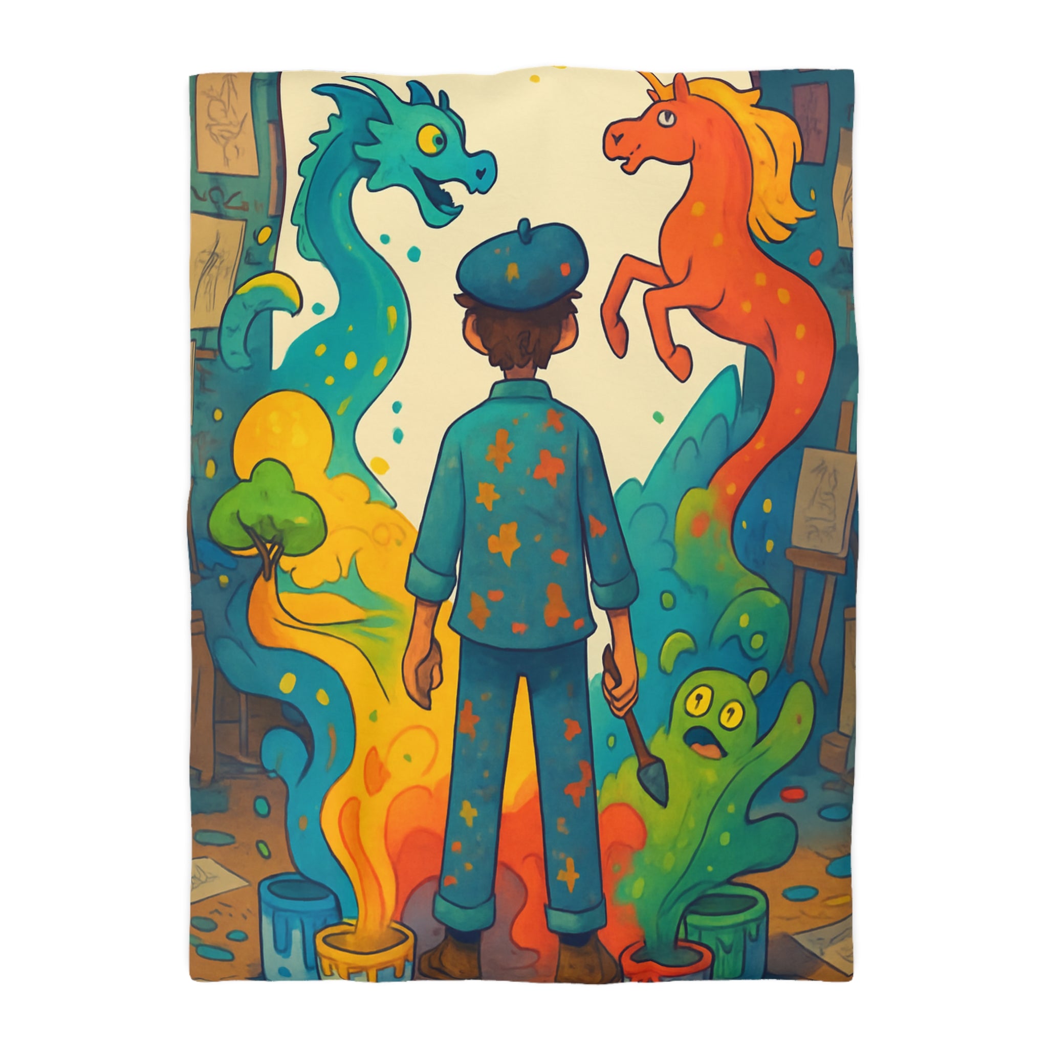 Housse de Couette Microfibre Motif Créatif Original Style Contemporain Chambre Élégante