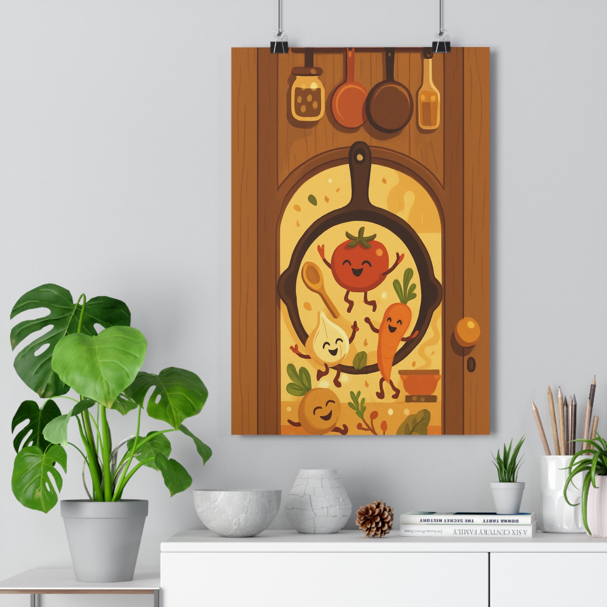 Poster décoratif joyeux cuisine cartoon rouge orange chambre enfant moderne ludique original design unique