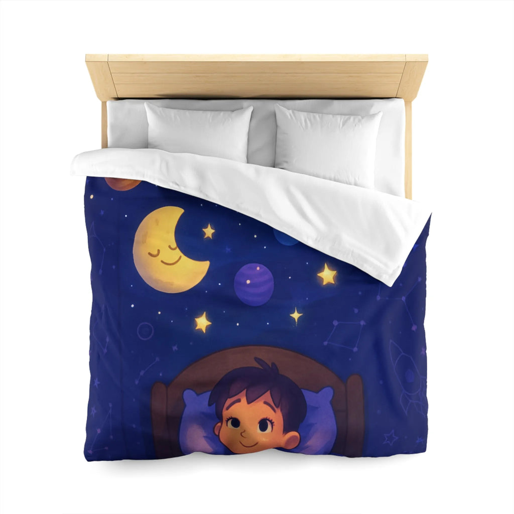 Housse de couette enfantine avec système solaire et ciel étoilé apaisant pour rêver