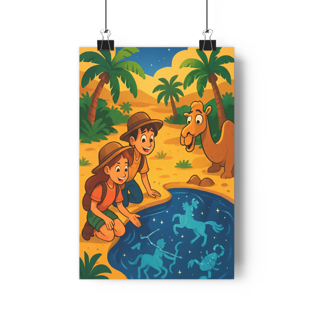 Poster décoratif cartoon sable étoiles enfants aventure joyeux salon chambre style coloré ambiance enchanteresse