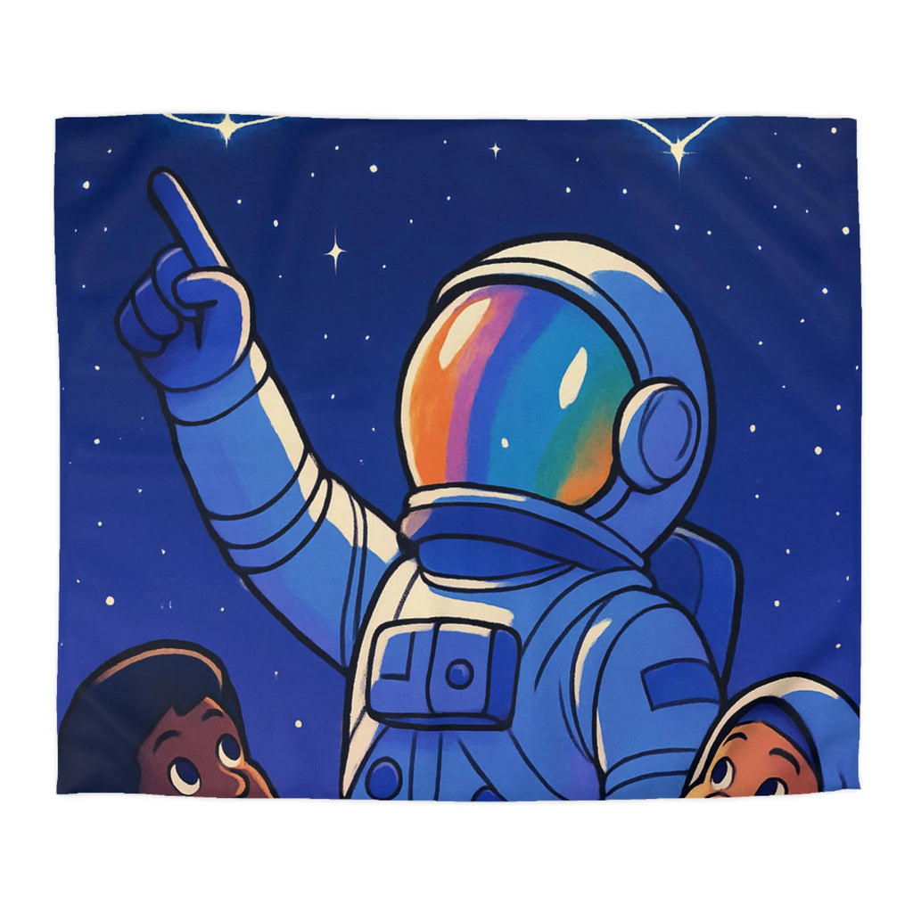 Housse de Couette Astronaute Enfants Étoiles Cœur Paix Nuit Céleste Magique Rêveuse