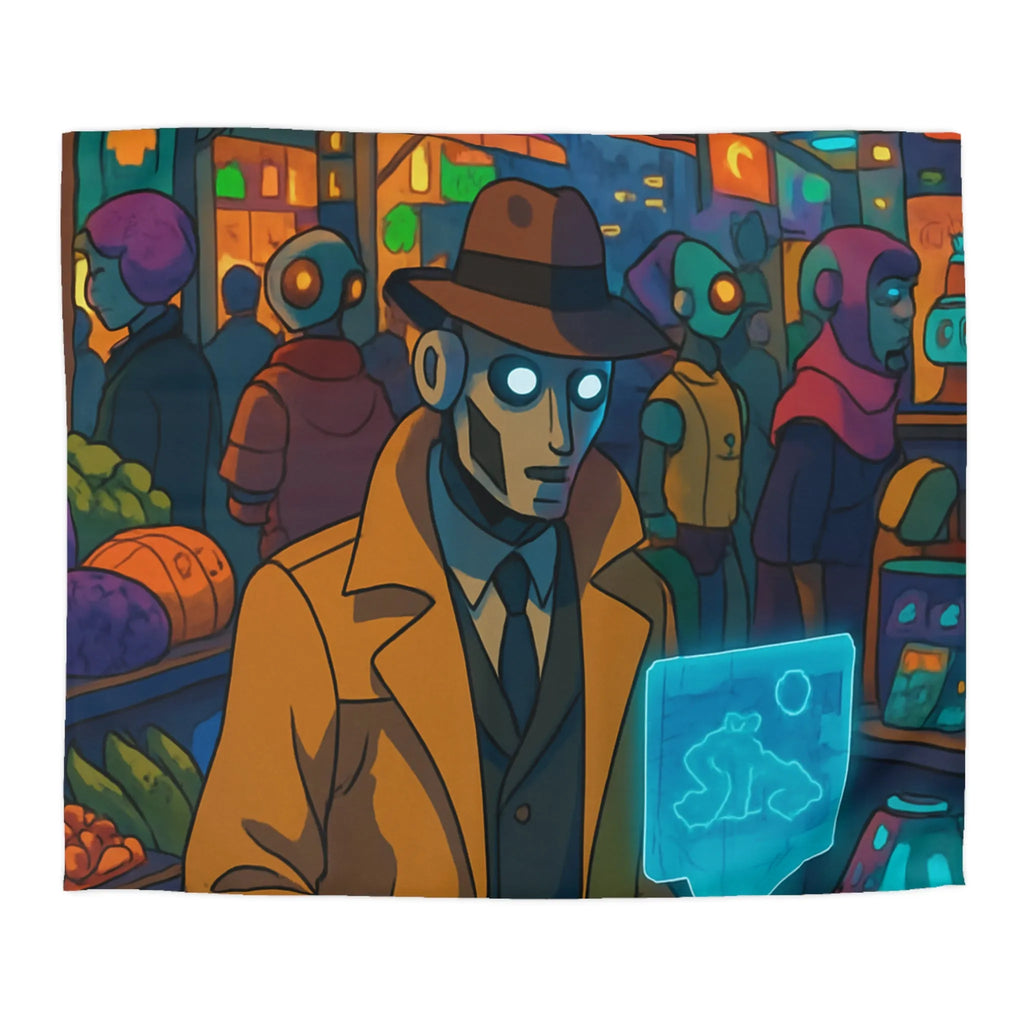 Explorez l'univers rétro-futuriste avec cette housse de couette robotique élégante et colorée