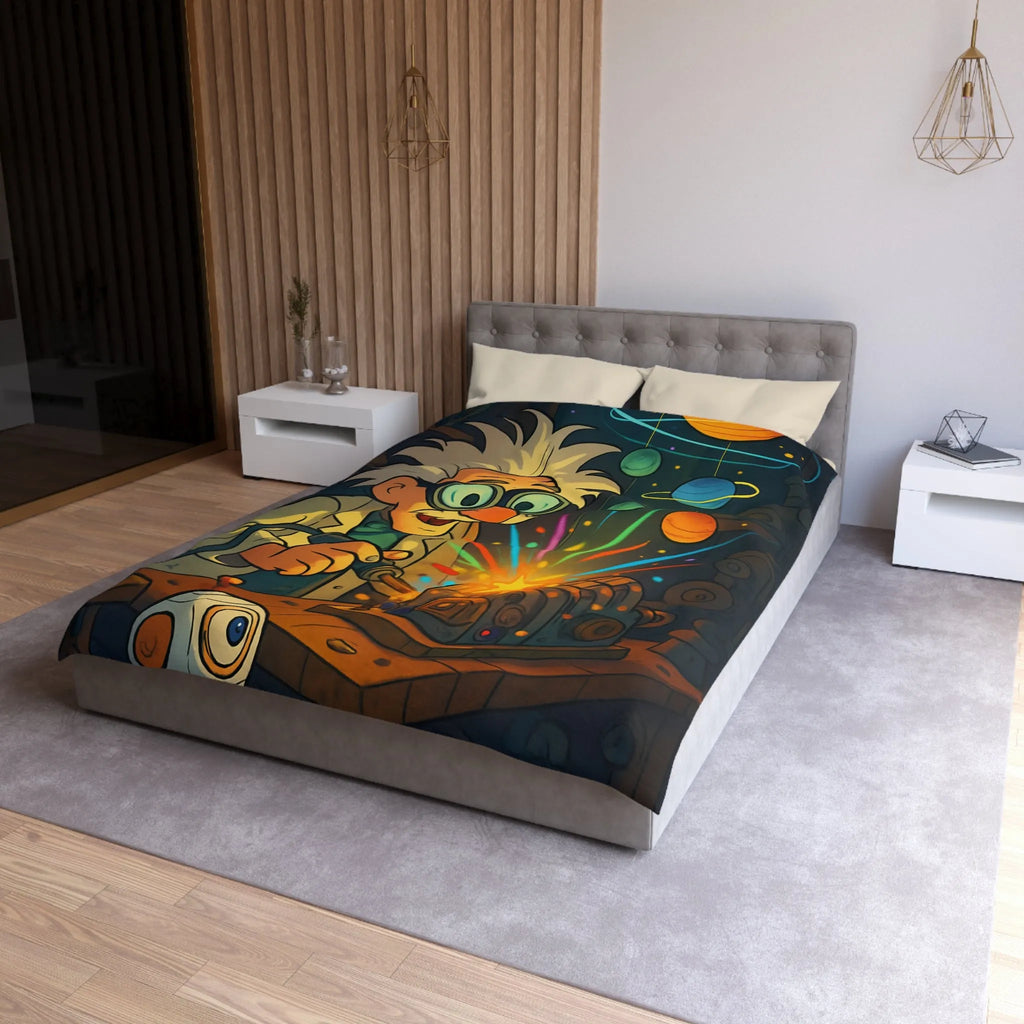 Housse de Couette Cosmos Inventeur Fantastique avec Planètes et Robot Mignon