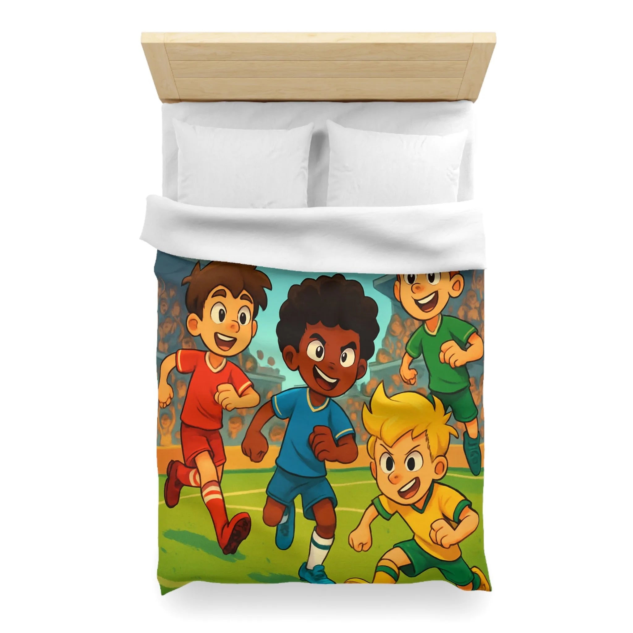 Housse de couette ludique sur le thème du football avec enfants et ballon magique
