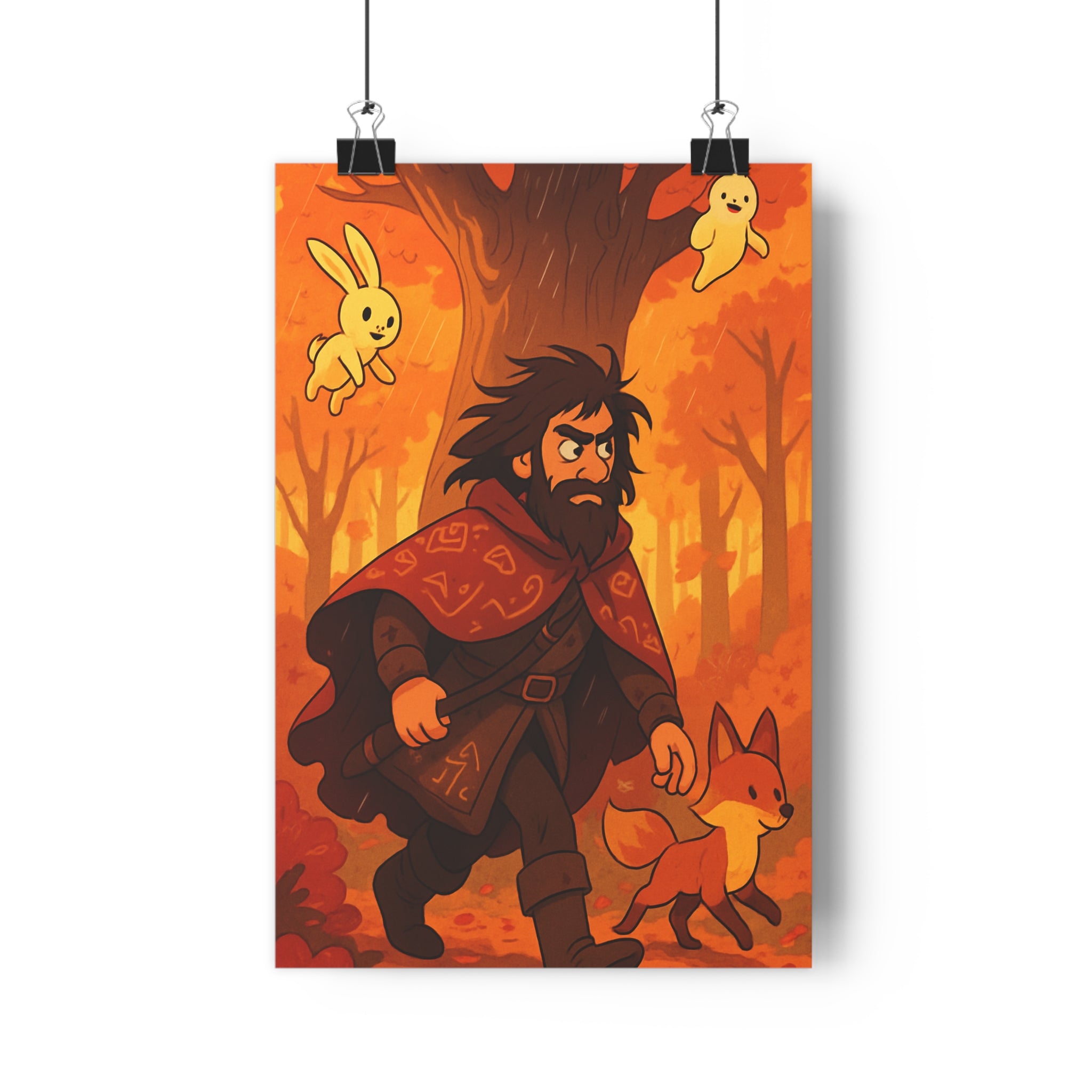 Poster décoratif anime brun orange mystique légendaire forêt aventure salon chambre chaleureux unique qualité