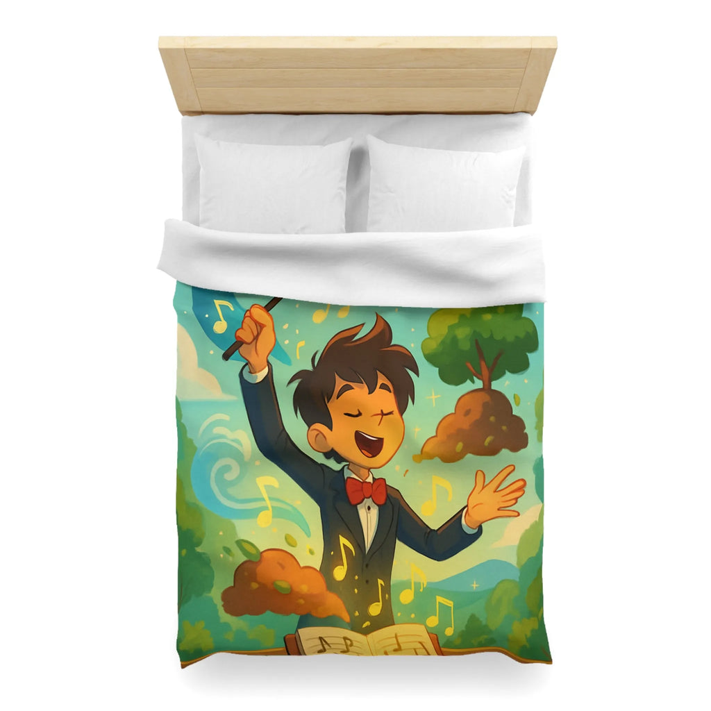 Housse de couette magique avec chef d'orchestre et notes musicales colorées animées