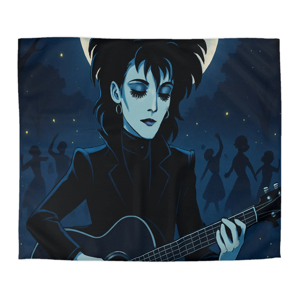 Housse de Couette Gothique avec Musicien à la Guitare Devant Pleine Lune Mystique