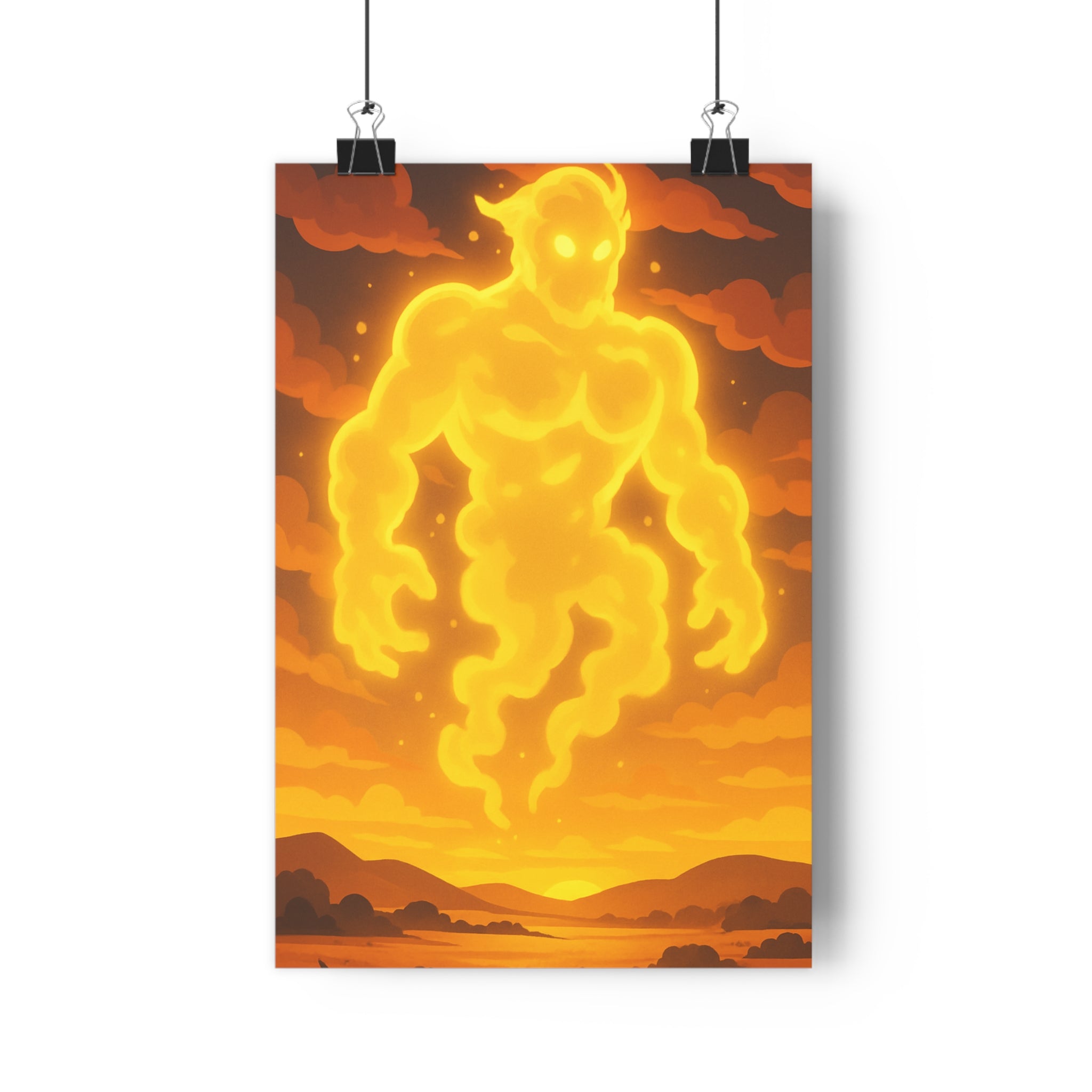 Poster décoratif géant crépuscule lumineux ciel pastel silhouette magique apaisante chambre dessin animé 30x46