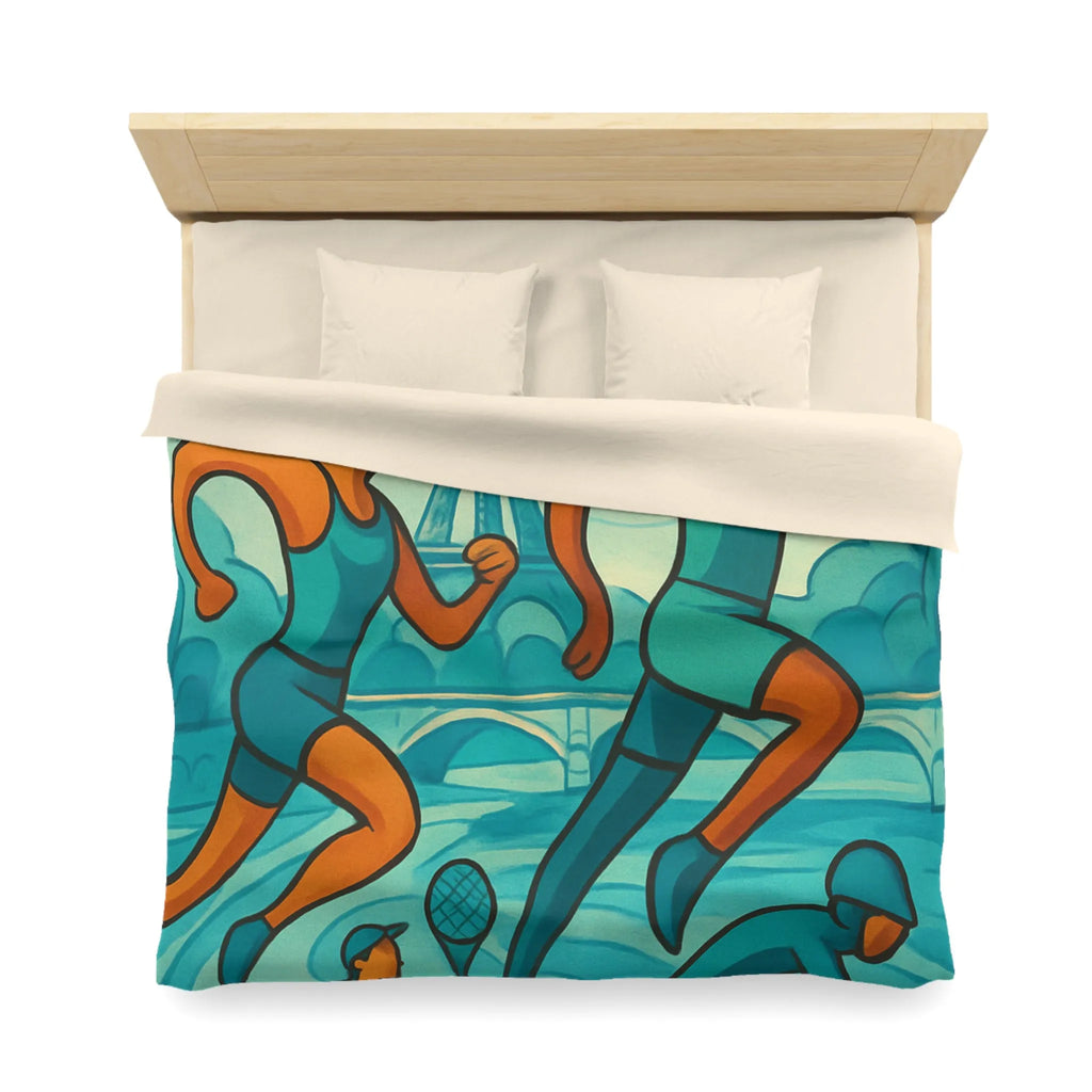 Housse de Couette Athlétique Inspirée par Sports Dynamiques Paris avec Tour Eiffel