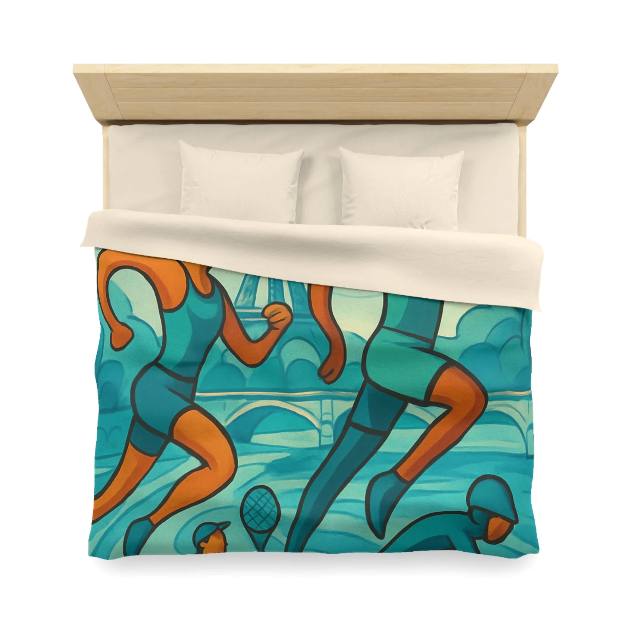 Housse de Couette Athlétique Inspirée par Sports Dynamiques Paris avec Tour Eiffel