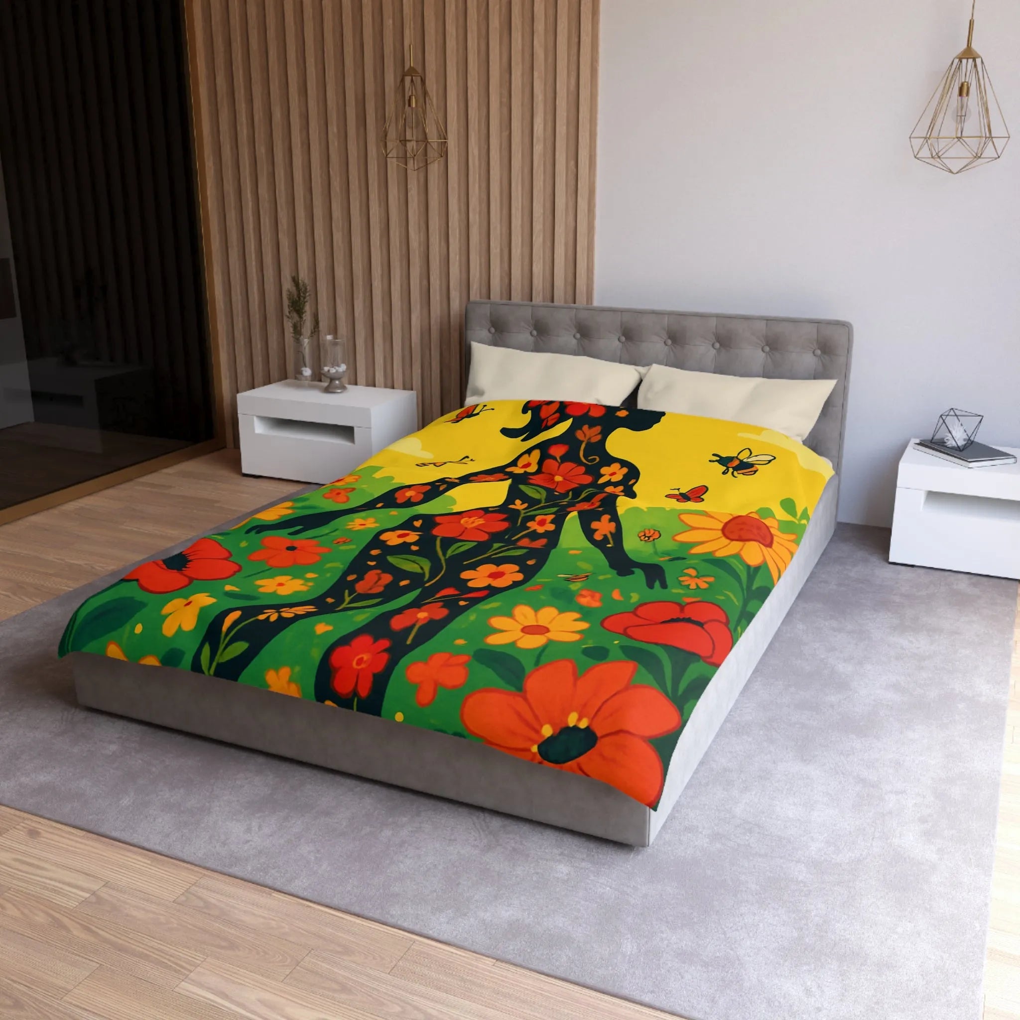 Housse de Couette Microfibre Art Graphique Contemporain Style Décoratif Chambre Tendance