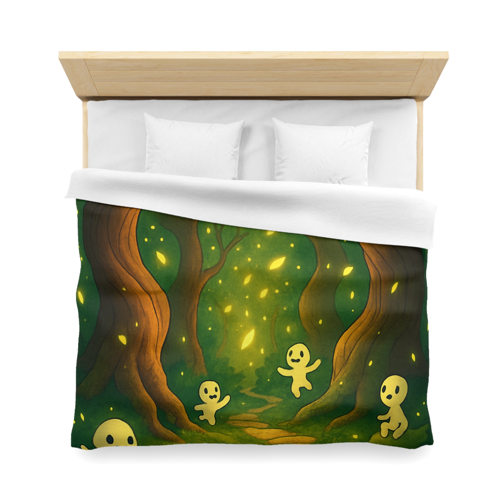 Housse de couette motif forêt magique avec créatures lumineuses ambiance apaisante