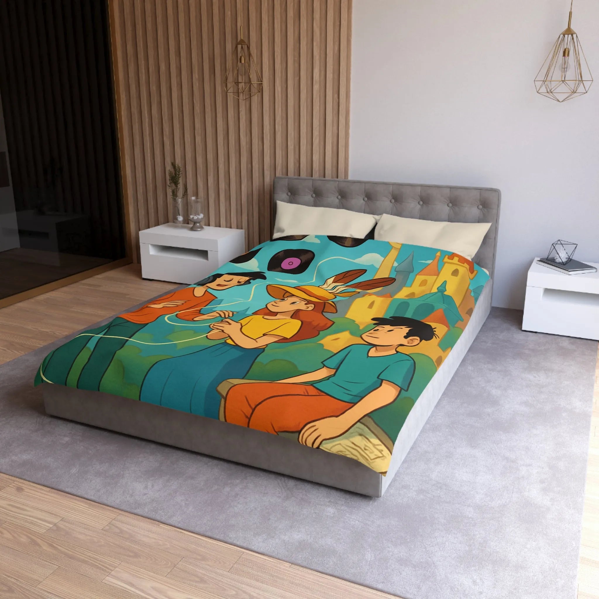 Contes Enchantés: Douce Mélodie et Château Coloré sur Housse de Couette Enfant