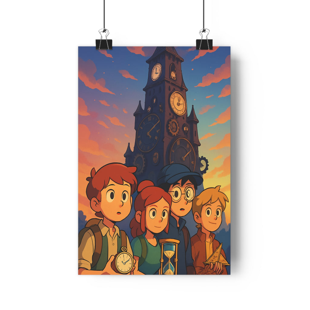 Poster décoratif fantastique steampunk orange bleu aventure dessin animé chambre bureau 30x46 unique qualité