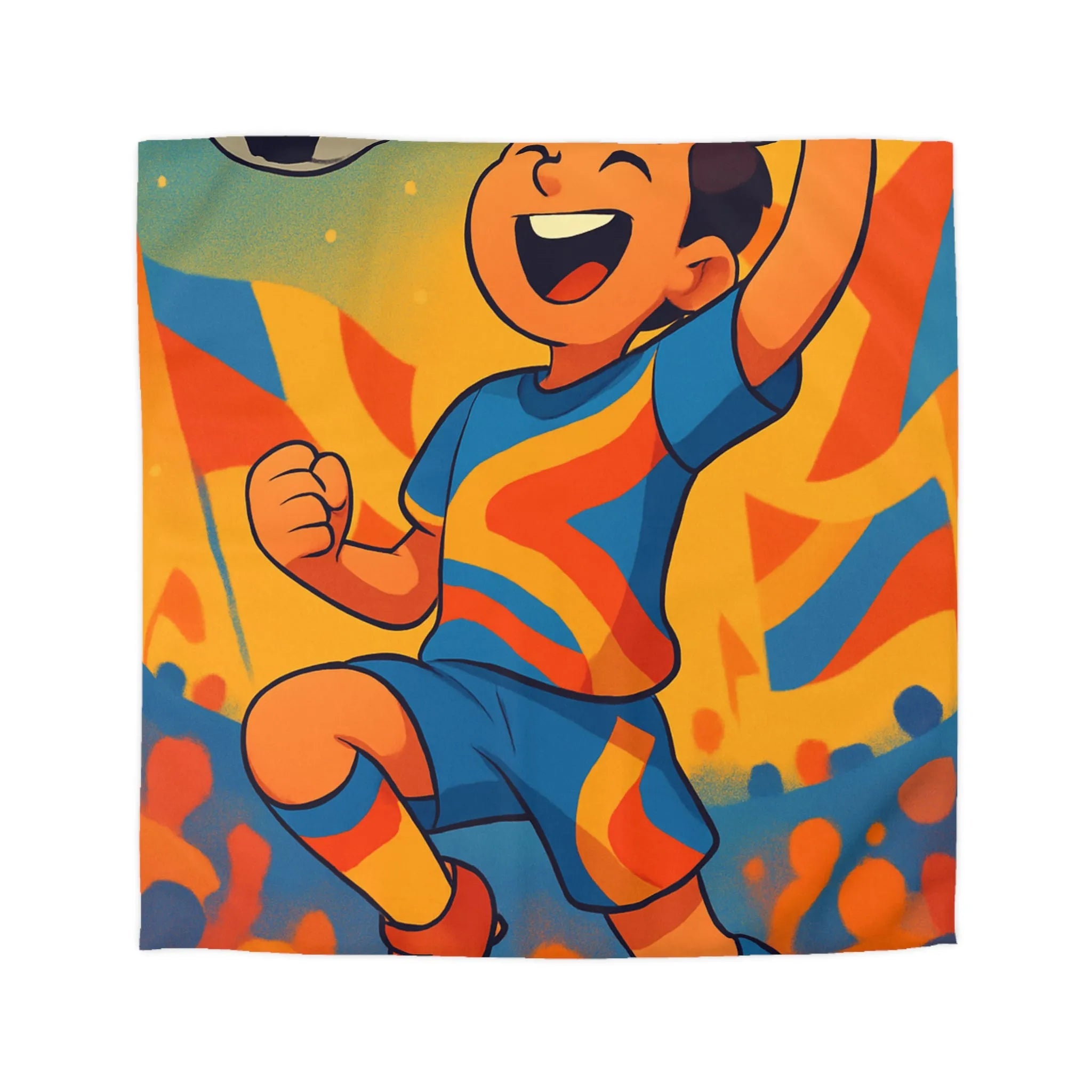 Housse de Couette Dynamique Enfant Football Motif Coloré Supporters Joie Match Gagnant