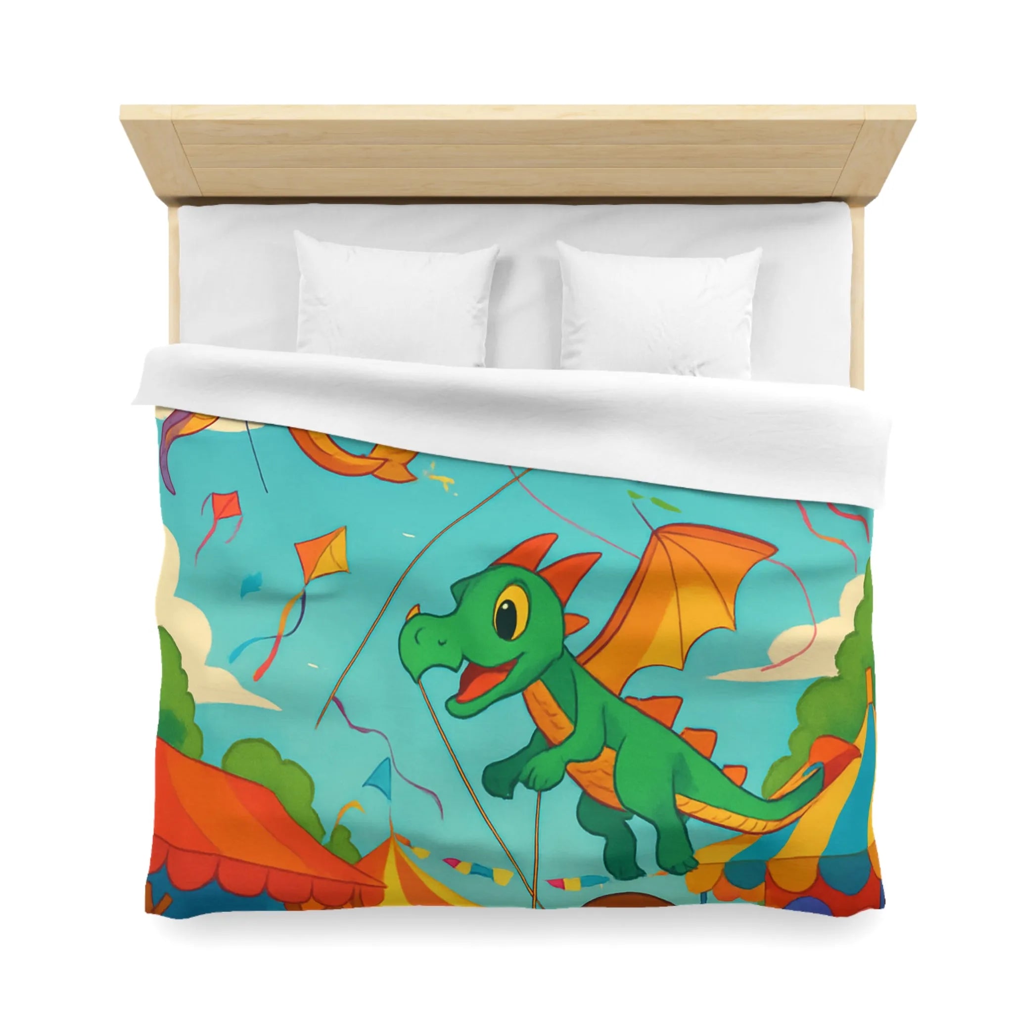 Envolée de cerfs-volants dragons et licorne sous un ciel bleu auberge festival