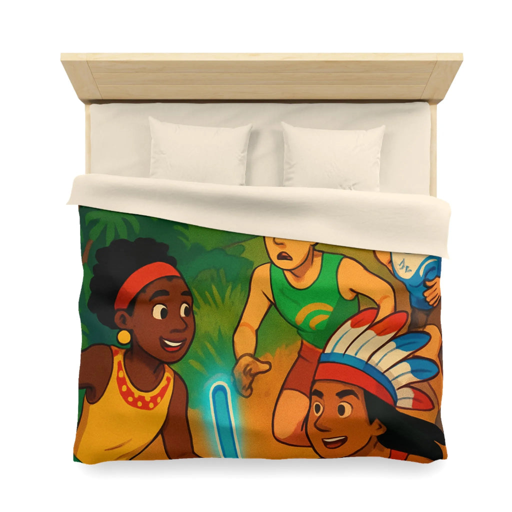 Excursion Nocturne Amusante: Housse de Couette avec Athlètes Courant sous le Ciel Étoilé