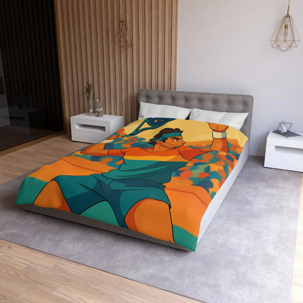 Housse de couette inspiration tennis avec élégance nocturne et couleurs vibrantes pour chambre moderne