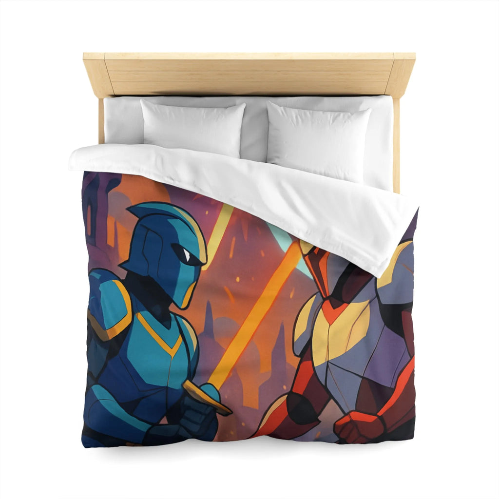 Épique scène de duel au sabre laser dans un paysage intergalactique coloré et artistique