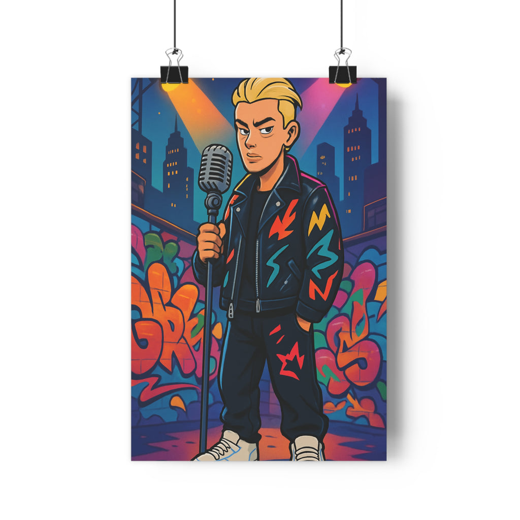 Poster décoratif urbain rap coloré dynamique graffiti cartoon chambre studio moderne vibrant 30x46 élégant