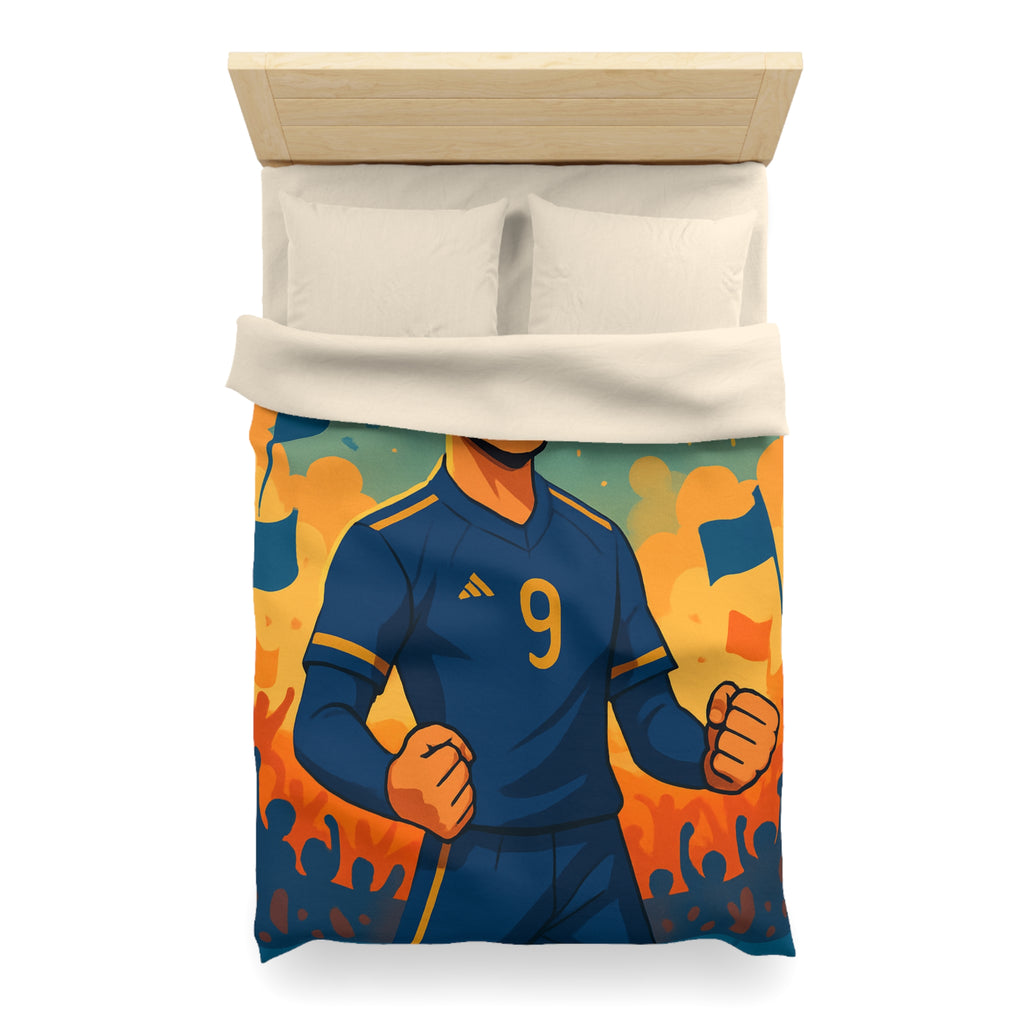 Housse de couette sportive avec joueur de football, feux d'artifice et ambiance festive