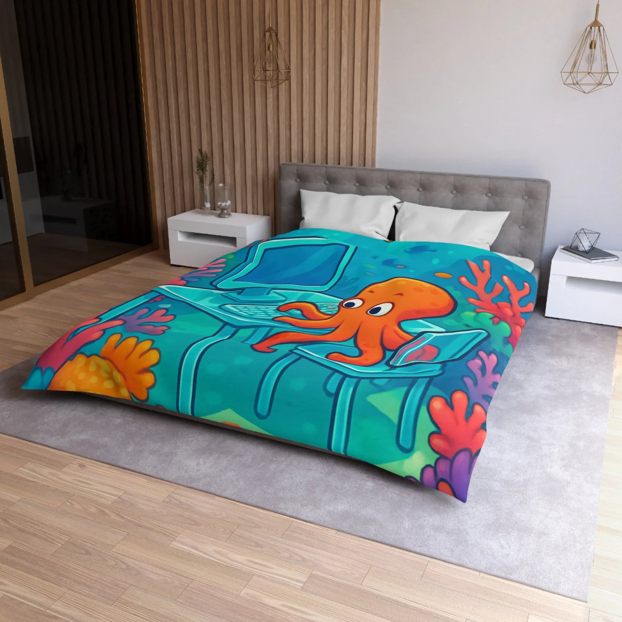 Housse de Couette Microfibre Art Graphique Contemporain Style Décoratif Chambre Tendance