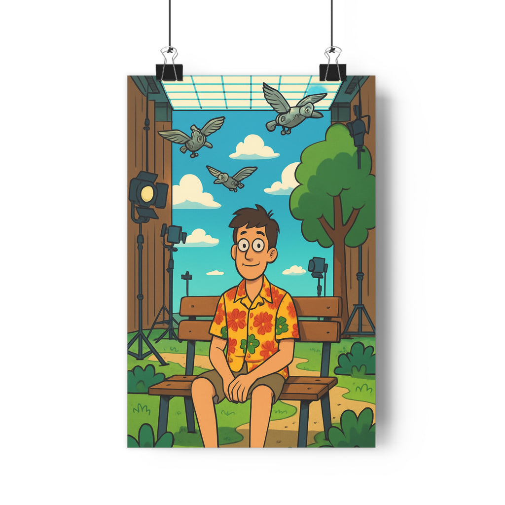 Poster décoratif cartoon surréaliste ciel bleu blanc joyeux salon chambre bureau original unique qualité