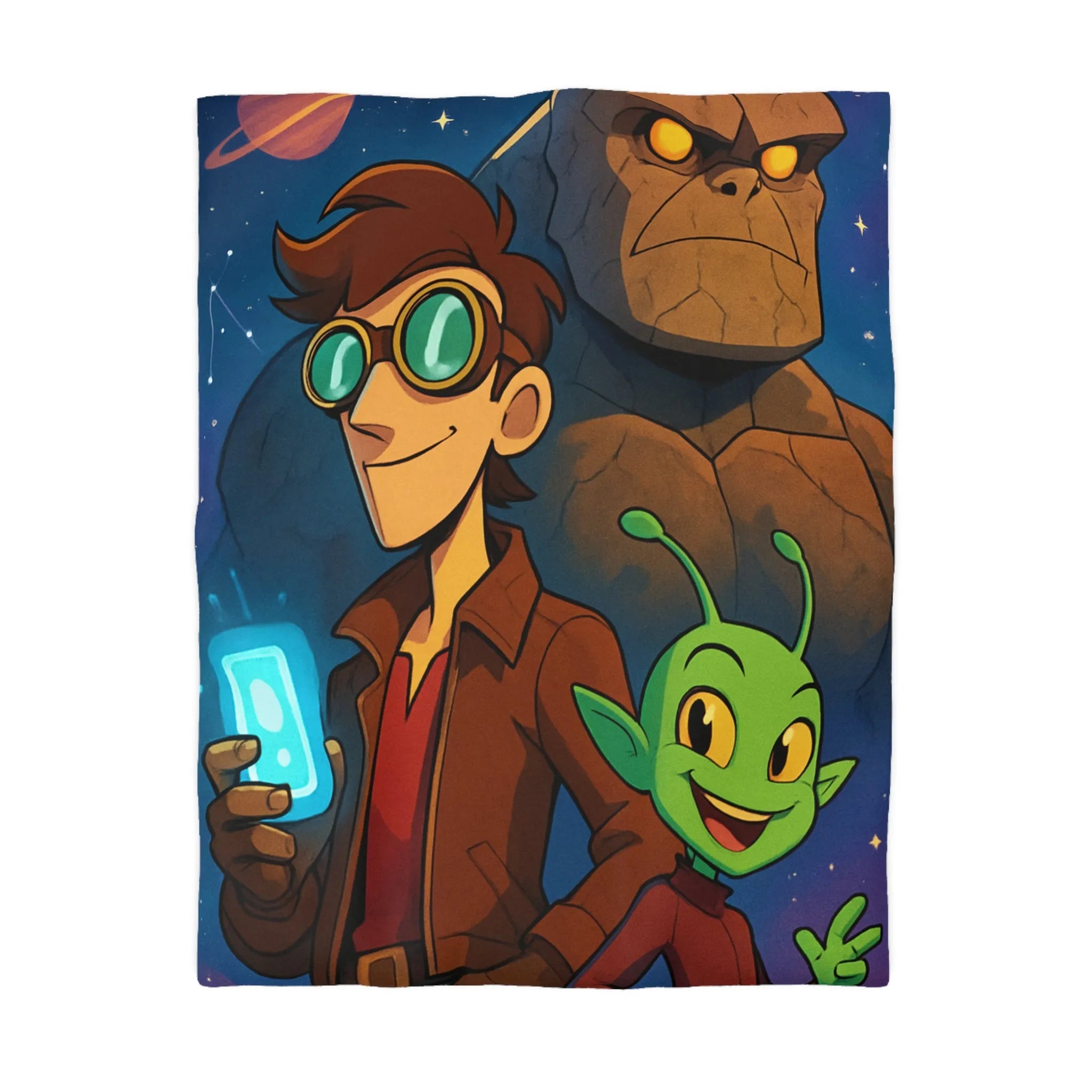 Housse de Couette Enfantine avec Personnages de Science-Fiction Stylisés et Univers Fantastique