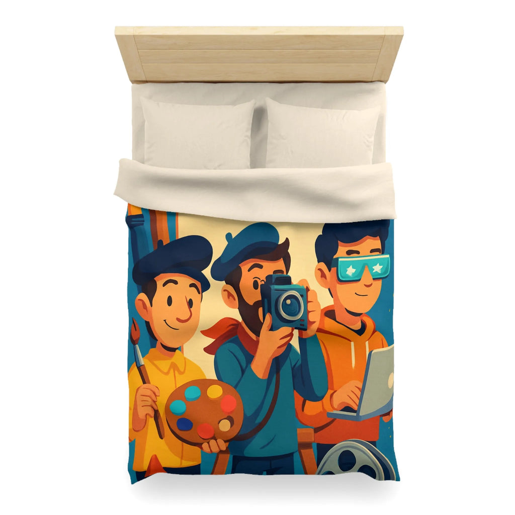 Housse de couette colorée avec artistes créatifs et style cartoon pour chambre moderne