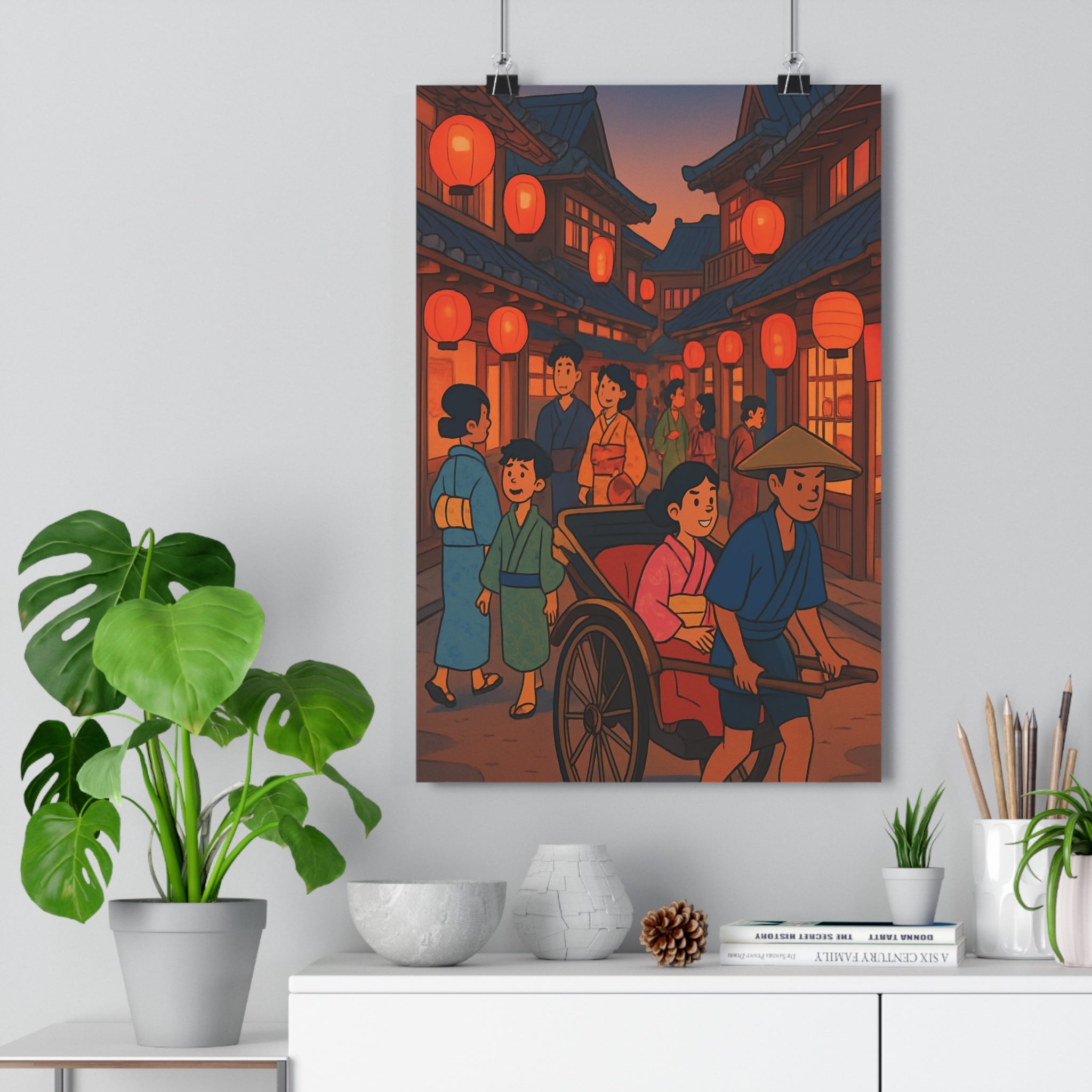 Poster décoratif animé japonais crépuscule rouge lumineux traditionnel nostalgique chaleureux salon chambre ambiance unique