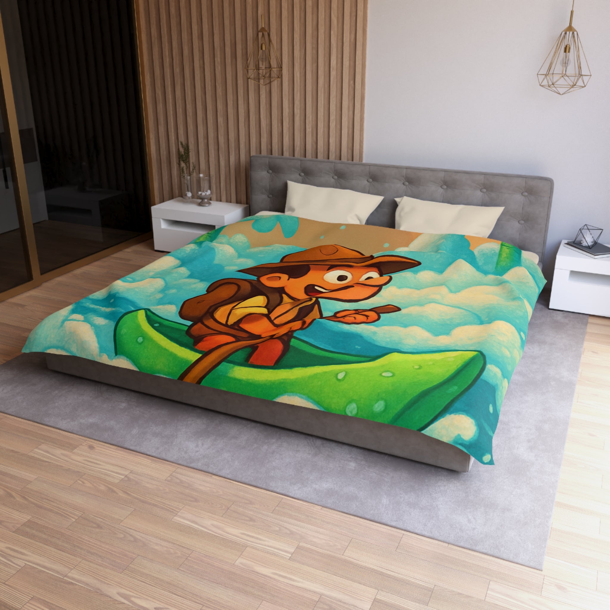 Housse de Couette Microfibre Motif Créatif Original Style Contemporain Chambre Élégante